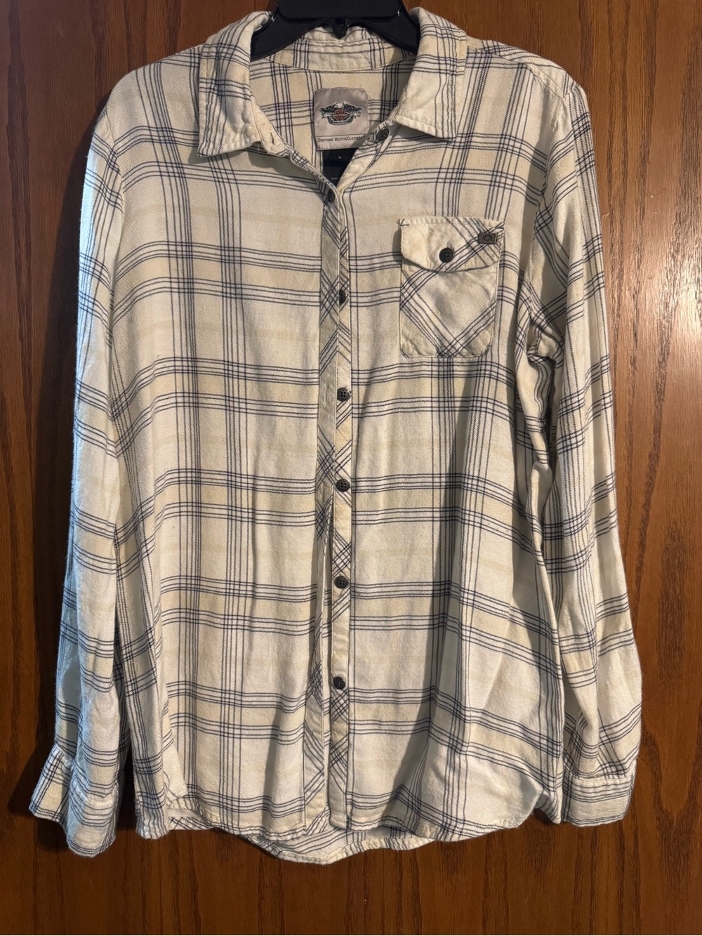 Harley-Davidson Cream Plaid Button-Down Shirt